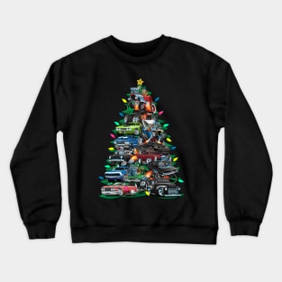 Car Madness Christmas Tree! Classic Muscle Cars and Hot Rods Crewneck Sweatshirt